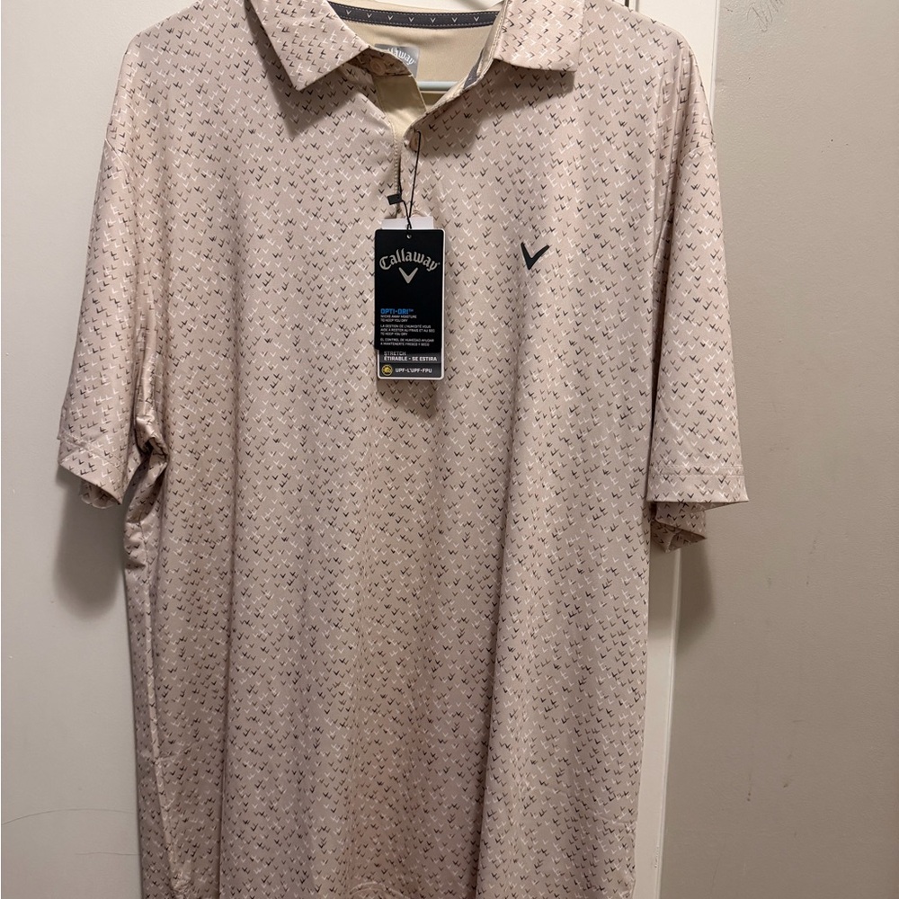 Callaway Men's Beige Patterned Polo Shirt